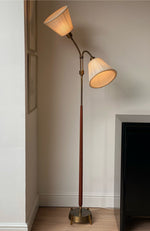 Load image into Gallery viewer, KEPT London Stock A brass and teak floor lamp, mid 20th century

