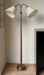 Load image into Gallery viewer, KEPT London Stock A brass and teak floor lamp, mid 20th century
