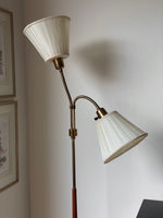 Load image into Gallery viewer, KEPT London Stock A brass and teak floor lamp, mid 20th century
