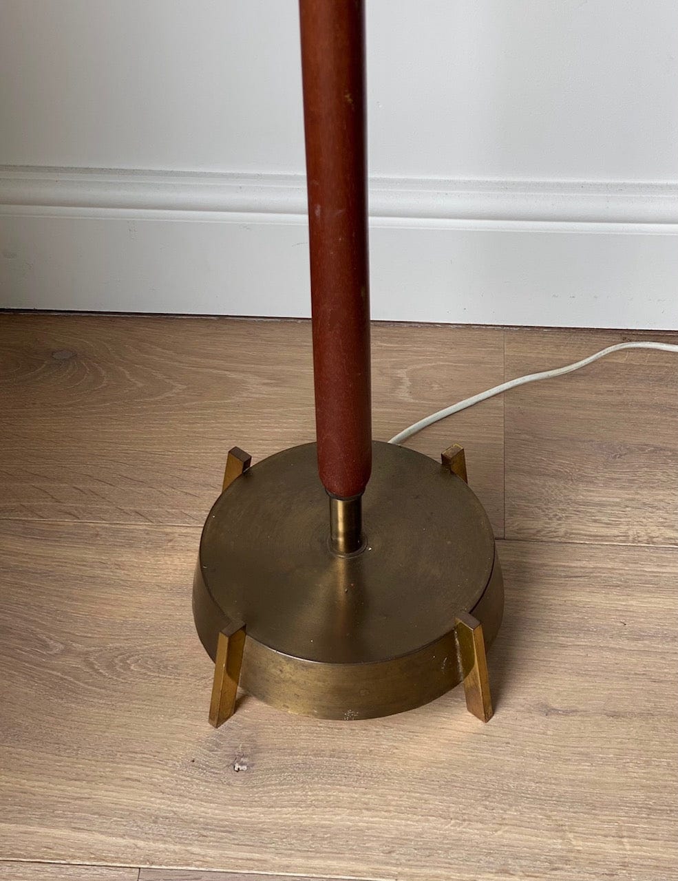 KEPT London Stock A brass and teak floor lamp, mid 20th century