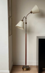 Load image into Gallery viewer, KEPT London Stock A brass and teak floor lamp, mid 20th century
