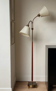 KEPT London Stock A brass and teak floor lamp, mid 20th century