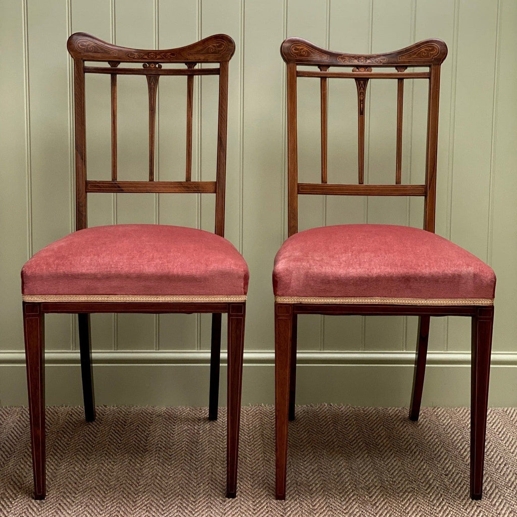 KEPT London Stock A pair of antique inlaid mahogany chairs