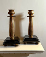 Load image into Gallery viewer, KEPT London Stock A pair of brass and black candlesticks
