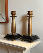 Load image into Gallery viewer, KEPT London Stock A pair of brass and black candlesticks
