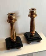 Load image into Gallery viewer, KEPT London Stock A pair of brass and black candlesticks

