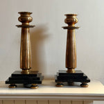 Load image into Gallery viewer, KEPT London Stock A pair of brass and black candlesticks
