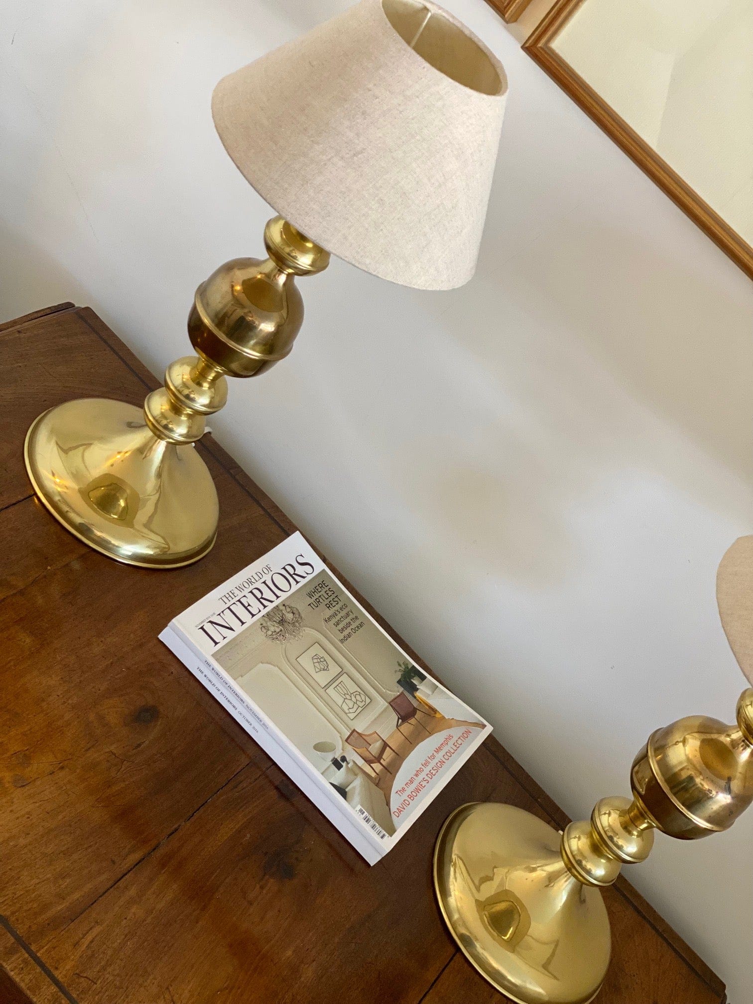 KEPT London Stock A pair of brass bobble table lamps
