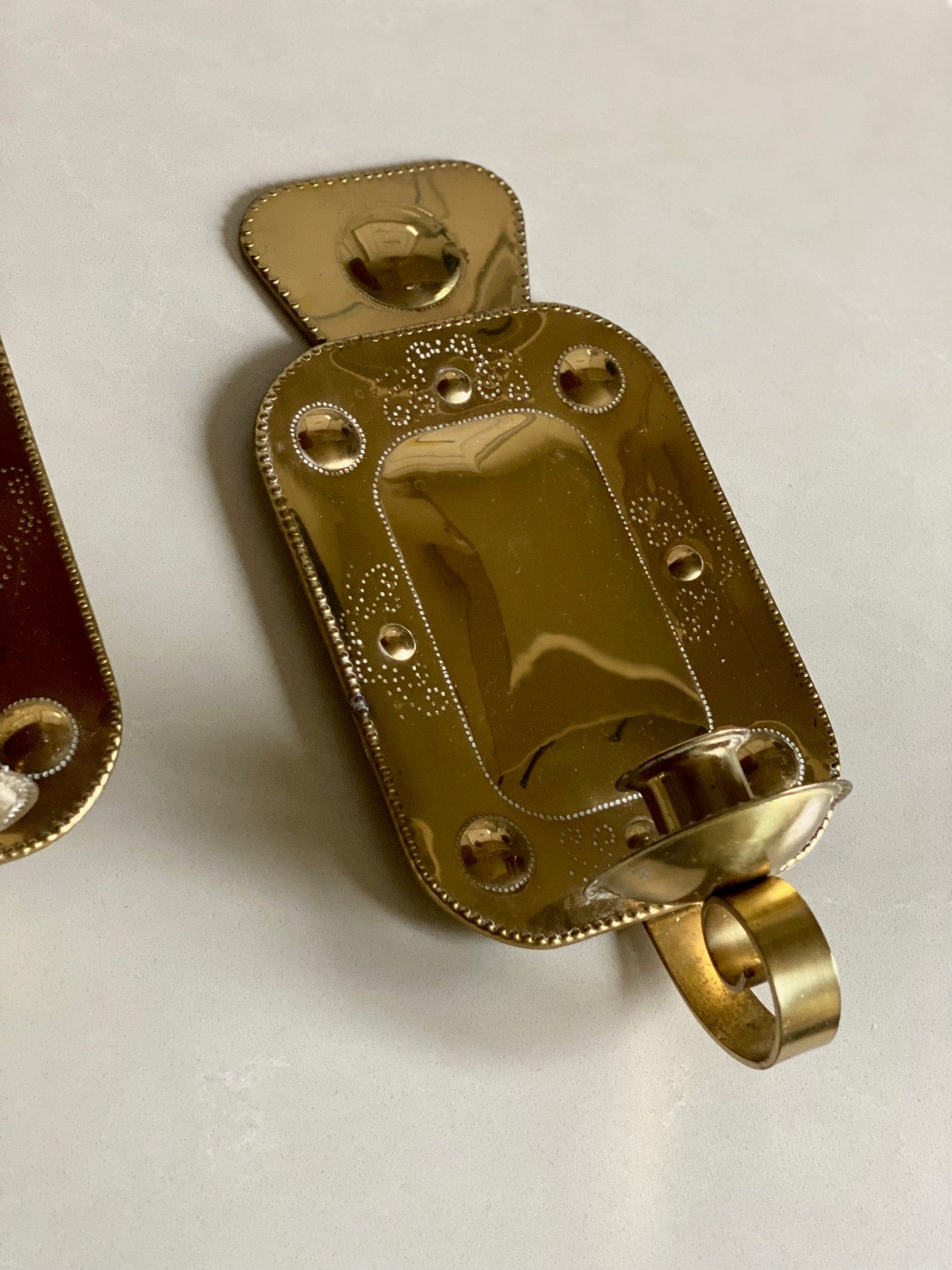 KEPT London Stock A pair of brass wall sconces, Mitab, Sweden