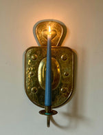 Load image into Gallery viewer, KEPT London Stock A pair of brass wall sconces with embossed hearts
