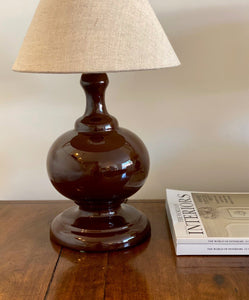 KEPT London Stock A pair of chocolate brown ceramic lamps