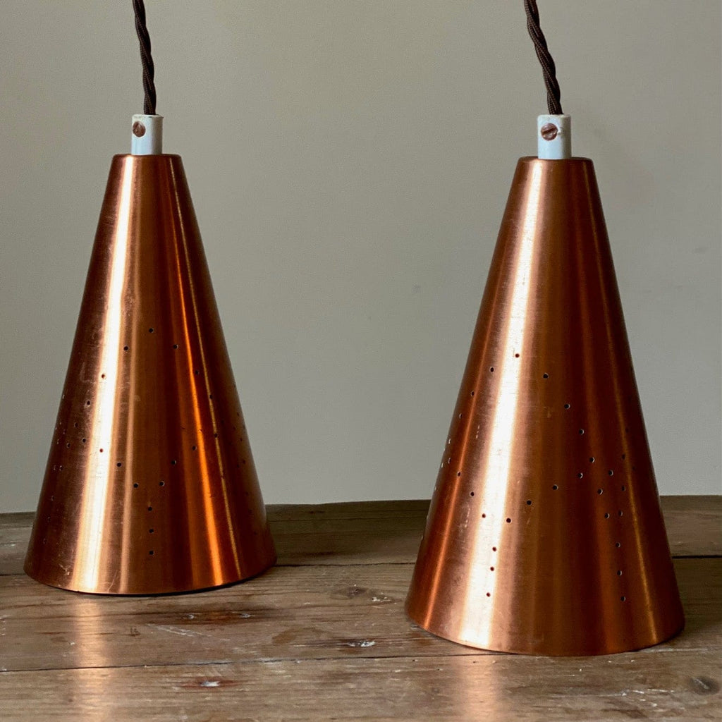 KEPT London Stock A pair of copper pendant lights