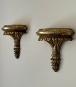 Load image into Gallery viewer, KEPT London Stock A pair of gilt wood fluted wall shelves
