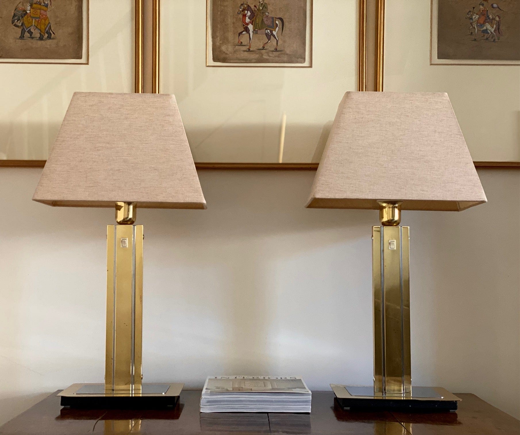 KEPT London Stock A pair of large brass table lamps