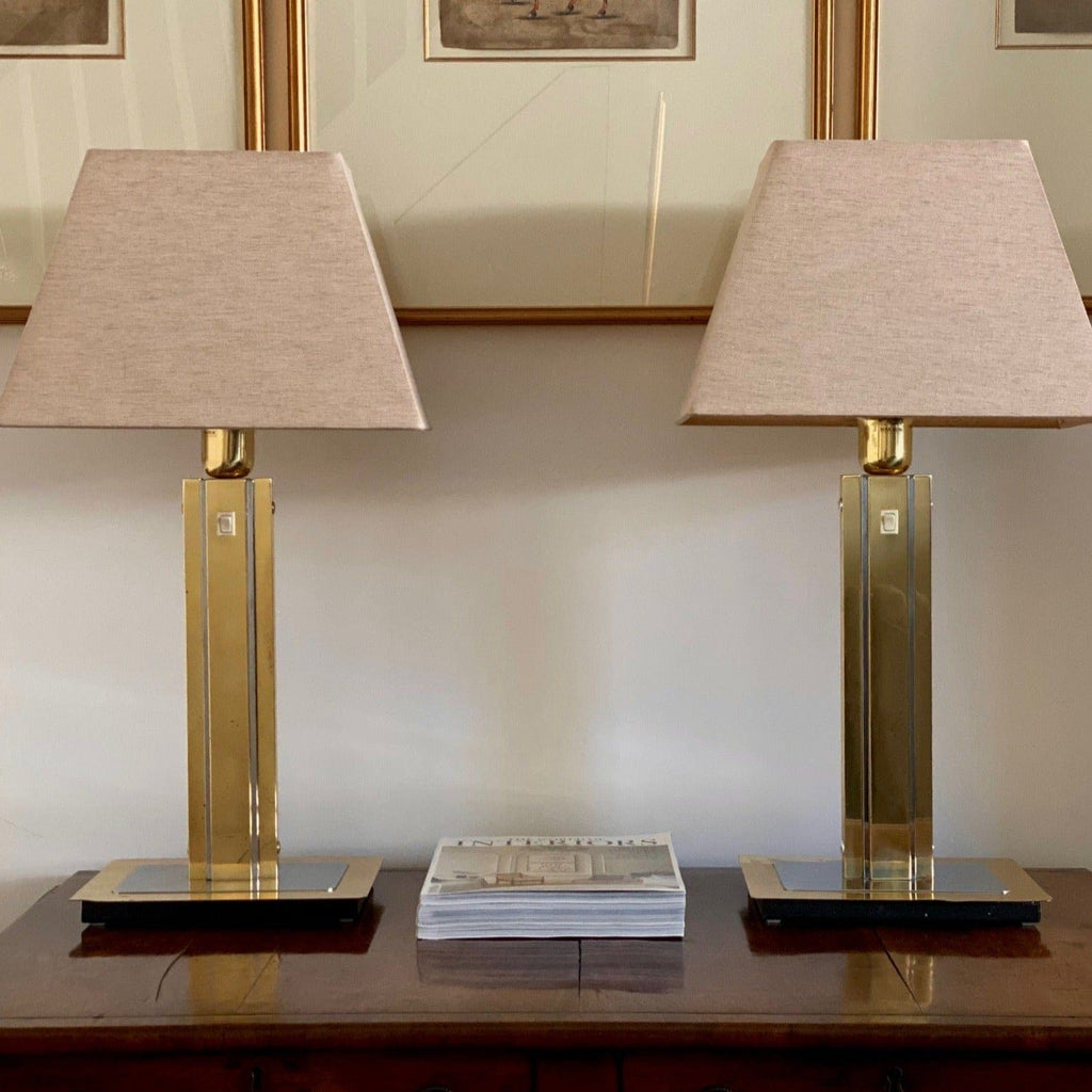 KEPT London Stock A pair of large brass table lamps