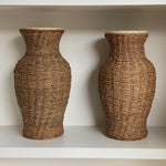 Load image into Gallery viewer, KEPT London Stock A pair of large rattan wrapped ceramic vases
