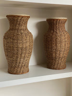 Load image into Gallery viewer, KEPT London Stock A pair of large rattan wrapped ceramic vases
