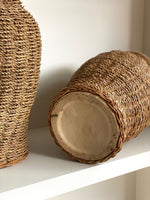 Load image into Gallery viewer, KEPT London Stock A pair of large rattan wrapped ceramic vases
