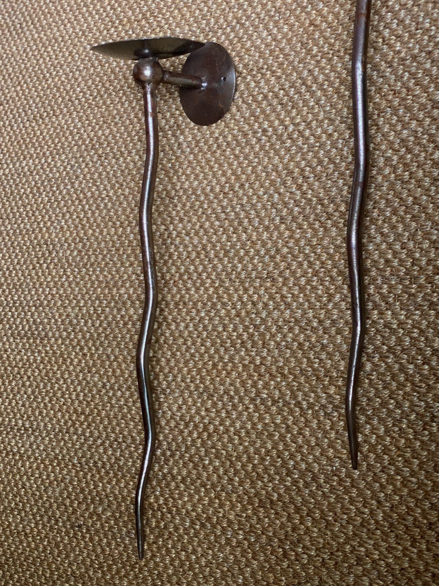 KEPT London Stock A pair of long iron wiggle wall sconces