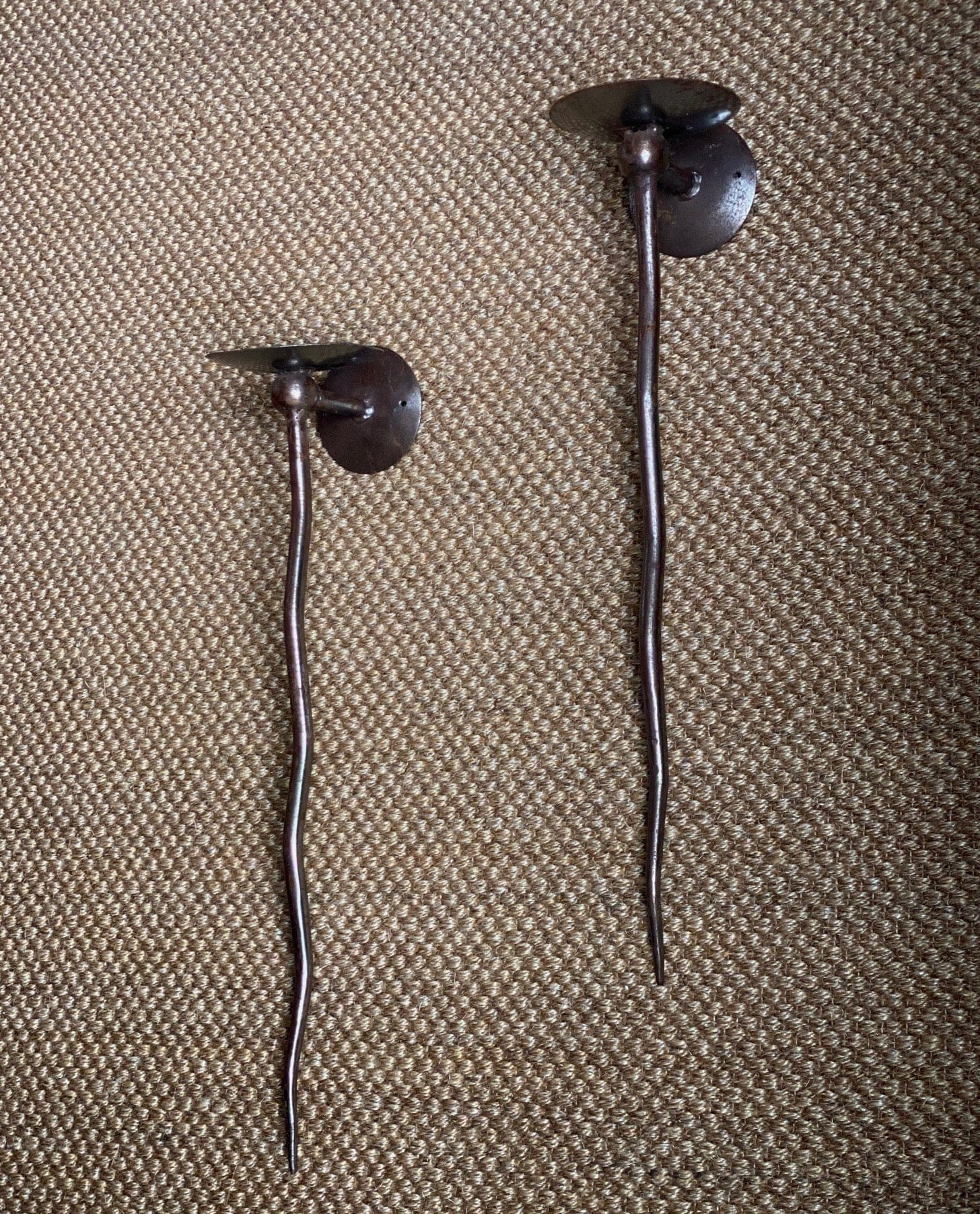 KEPT London Stock A pair of long iron wiggle wall sconces
