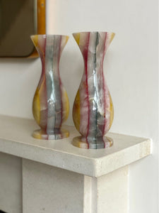 KEPT London A pair of multi striped onyx vases