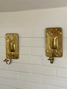 KEPT London A pair of pierced floral brass wall sconces