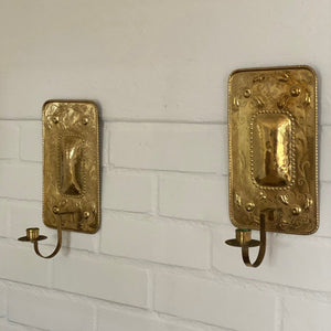 KEPT London A pair of pierced floral brass wall sconces