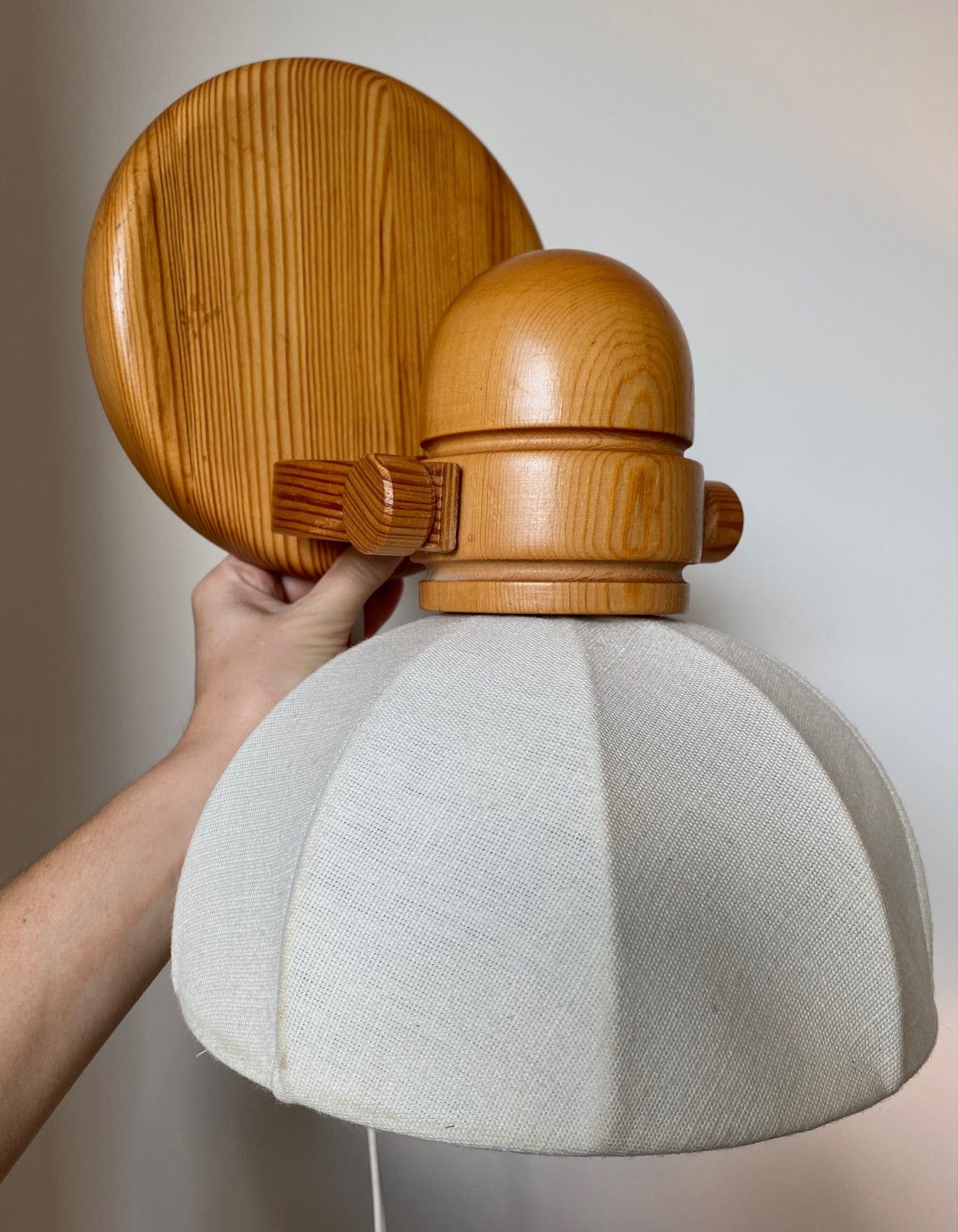 KEPT London Stock A pair of pine wall lights, probably Markslöjd, 1970s