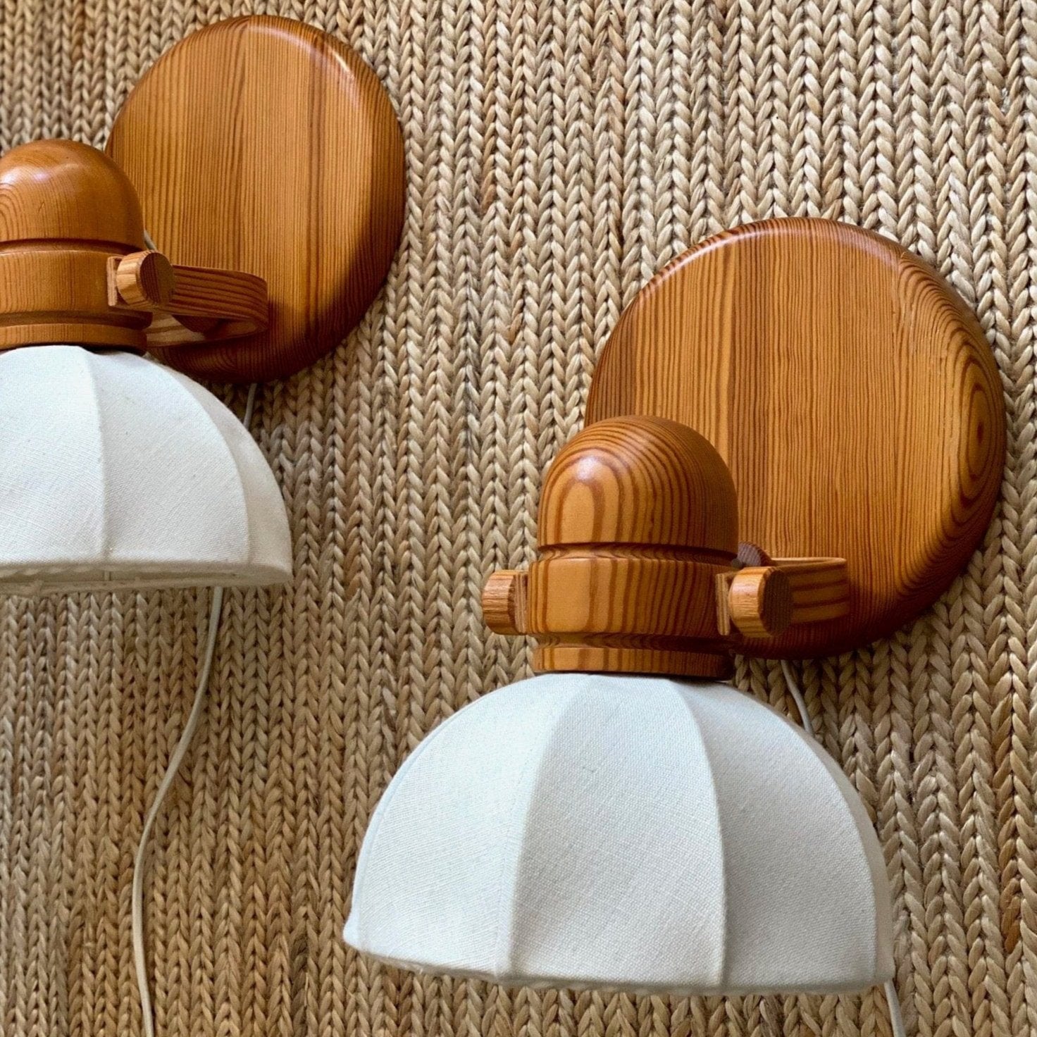 KEPT London Stock A pair of pine wall lights, probably Markslöjd, 1970s