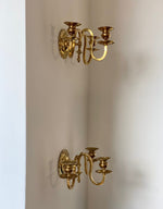 Load image into Gallery viewer, KEPT London Stock A pair of scalloped brass wall sconces
