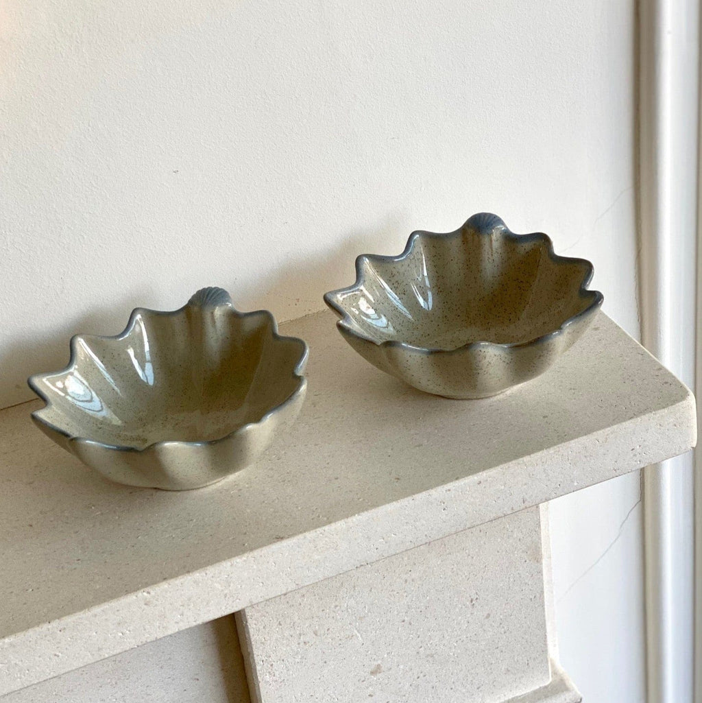 KEPT London Stock A pair of wiggle shell bowls, blue rim