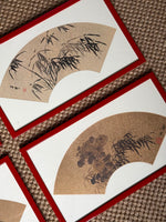 Load image into Gallery viewer, KEPT London Stock A set of four Chinese printed fan designs, framed
