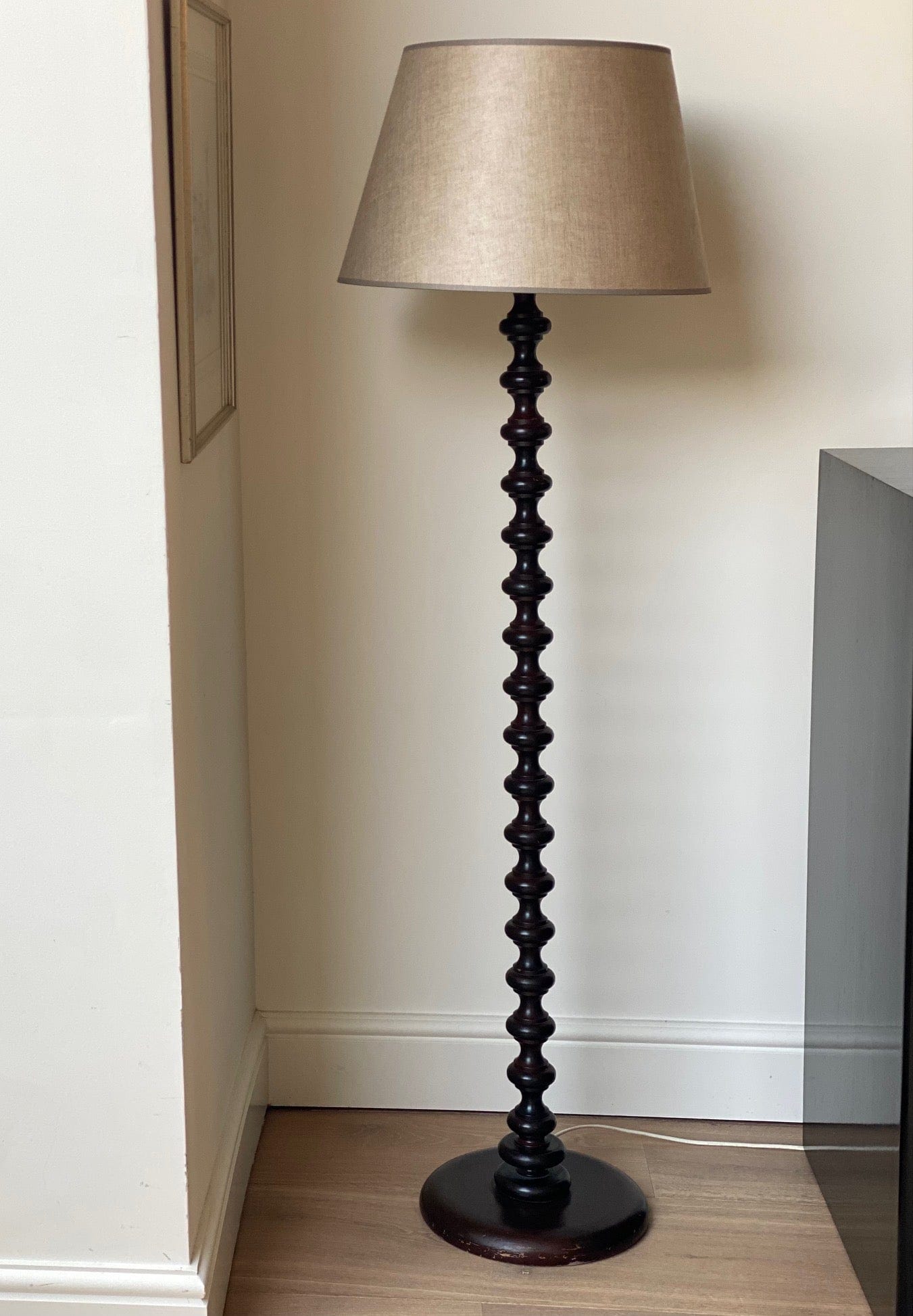 KEPT London Stock A wooden bobbin floor lamp