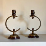 Load image into Gallery viewer, KEPT London Stock Art Deco wooden and brass candlesticks
