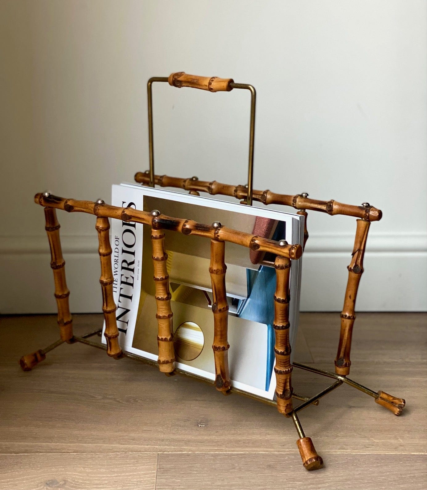 KEPT London Stock Bamboo magazine rack with handle