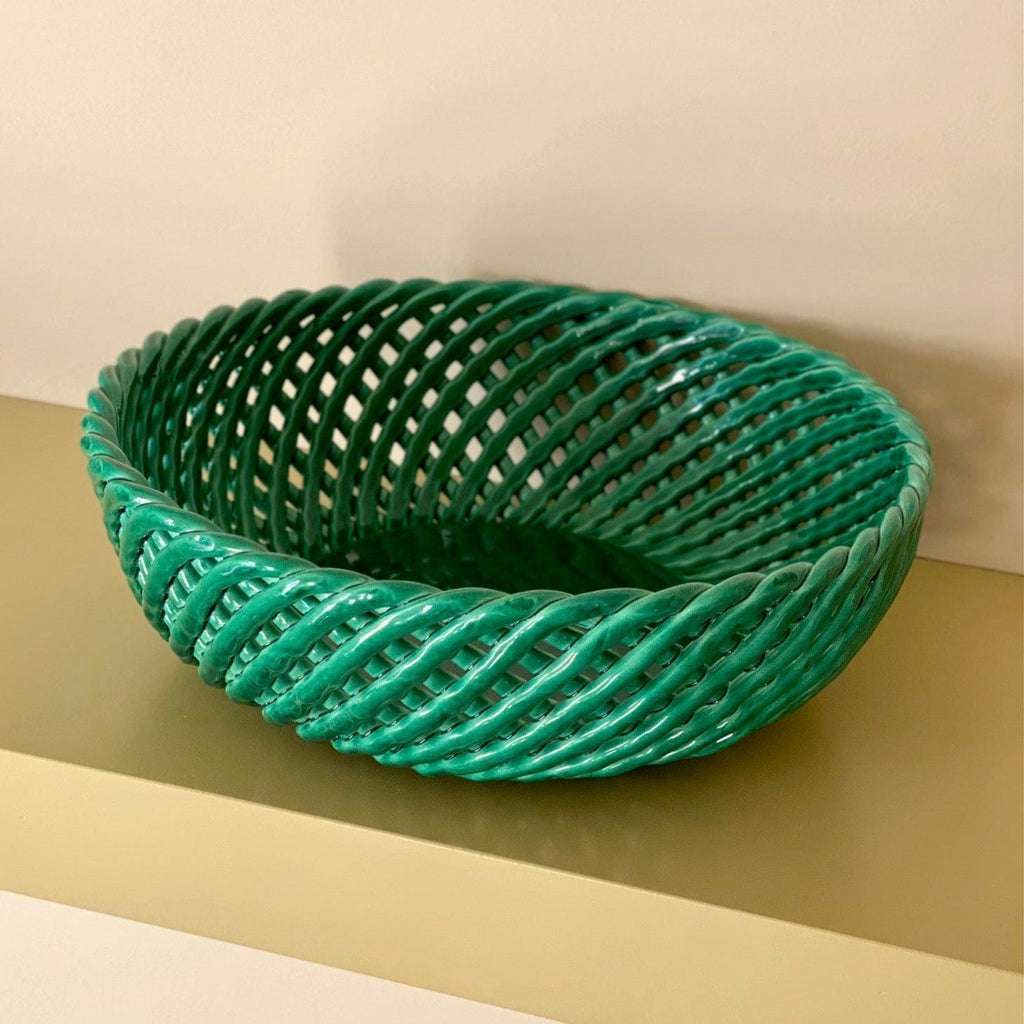 KEPT London Stock Basketweave green bowl