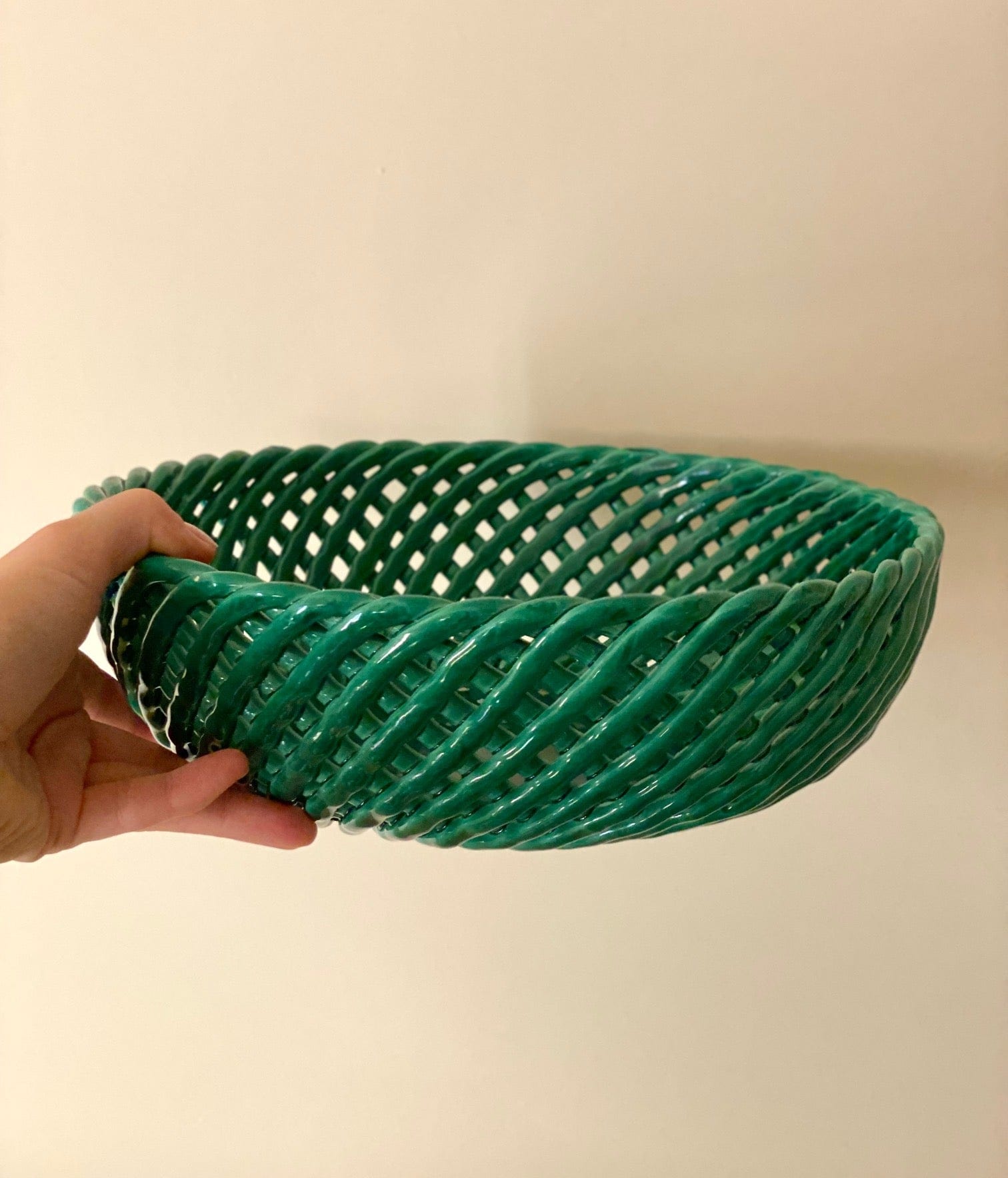 KEPT London Stock Basketweave green bowl