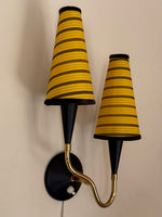 Load image into Gallery viewer, KEPT London Stock Black and brass double plug-in wall light

