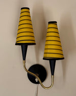 Load image into Gallery viewer, KEPT London Stock Black and brass double plug-in wall light
