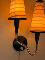 Load image into Gallery viewer, KEPT London Stock Black and brass double plug-in wall light
