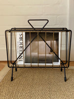 Load image into Gallery viewer, KEPT London Stock Black metal and brass magazine rack
