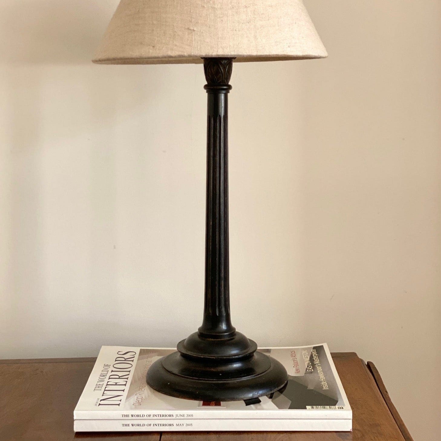 KEPT London Stock Black wooden table lamp