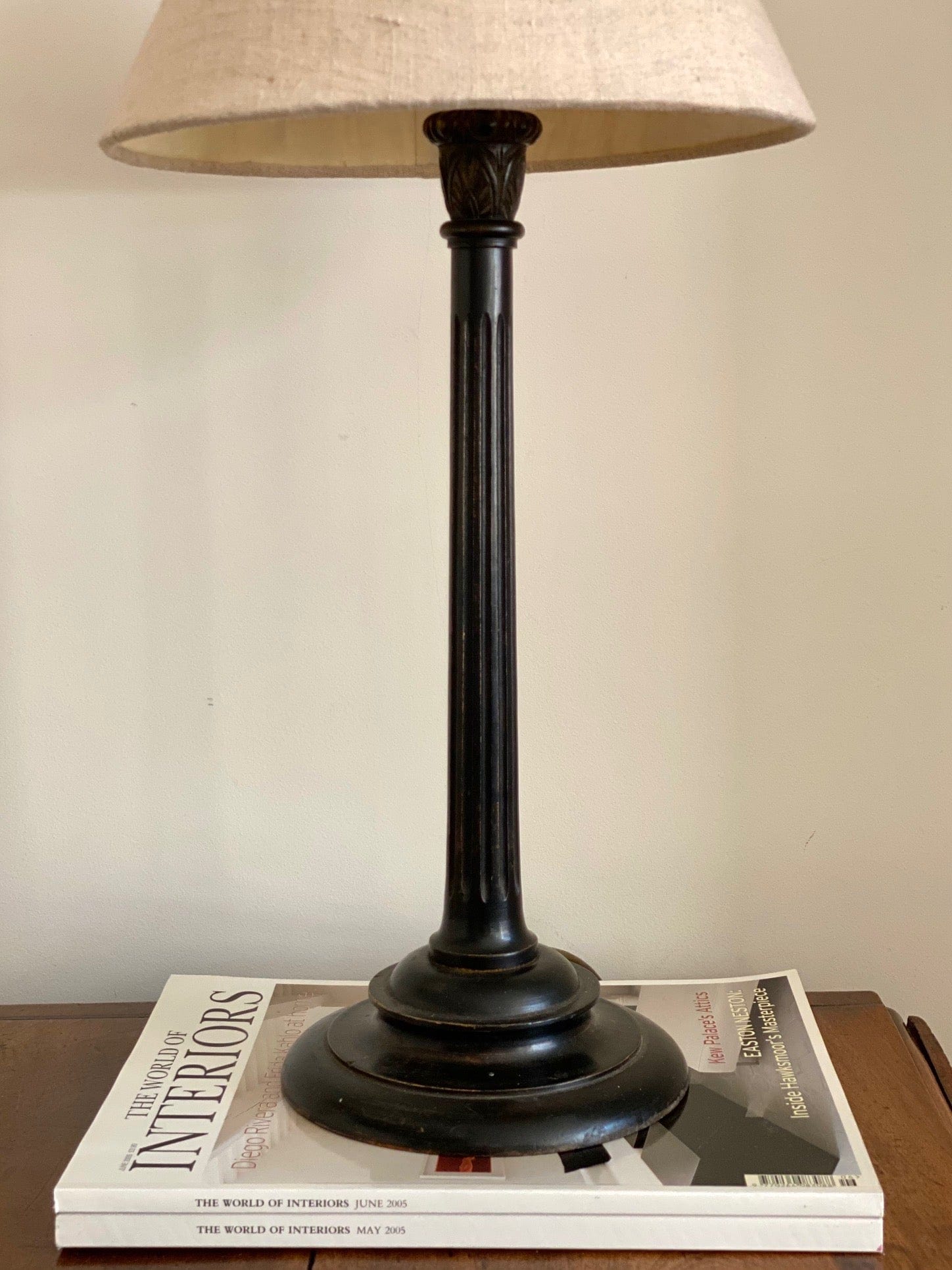 KEPT London Stock Black wooden table lamp