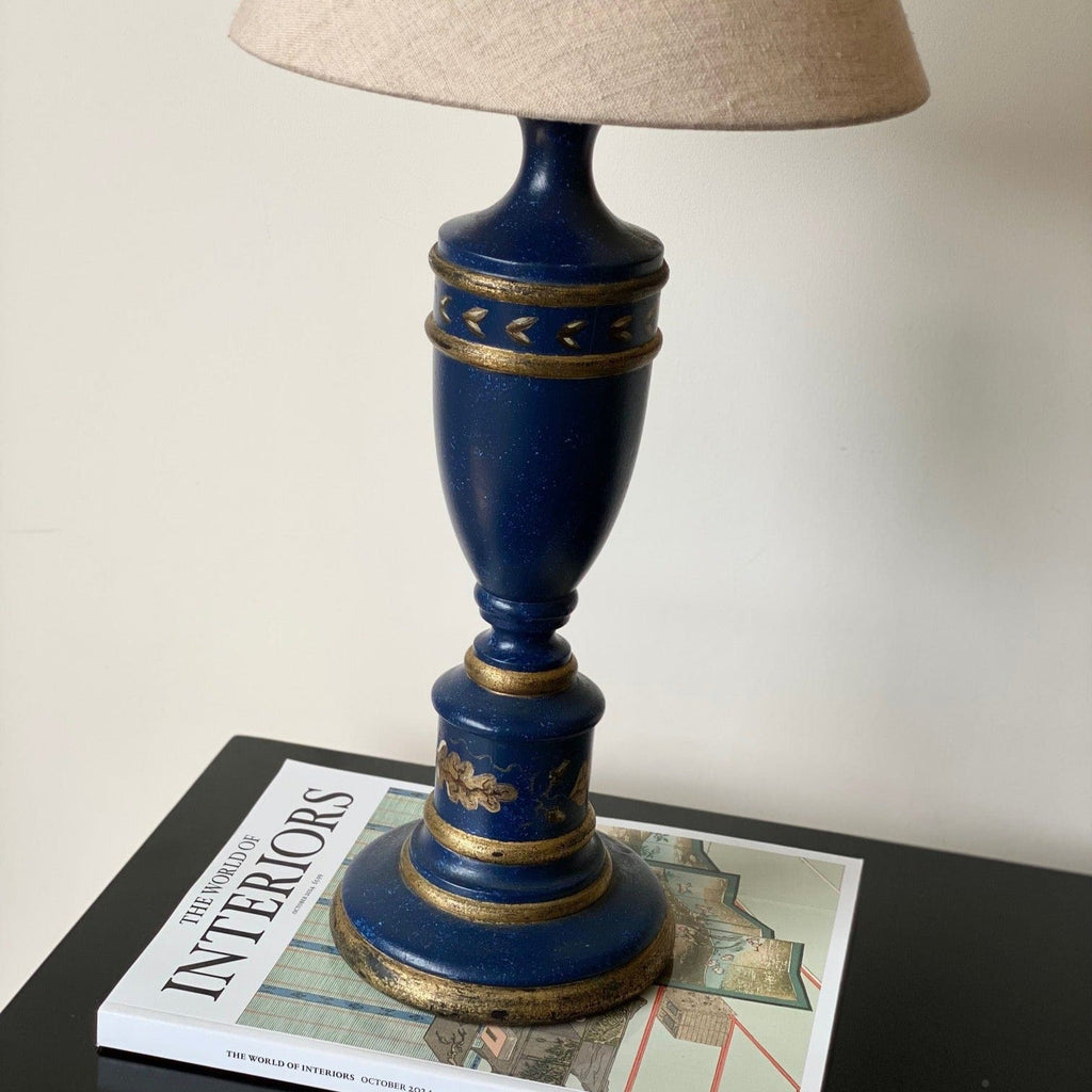 KEPT London Stock Blue hand painted wooden lamp