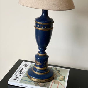 KEPT London Stock Blue hand painted wooden lamp