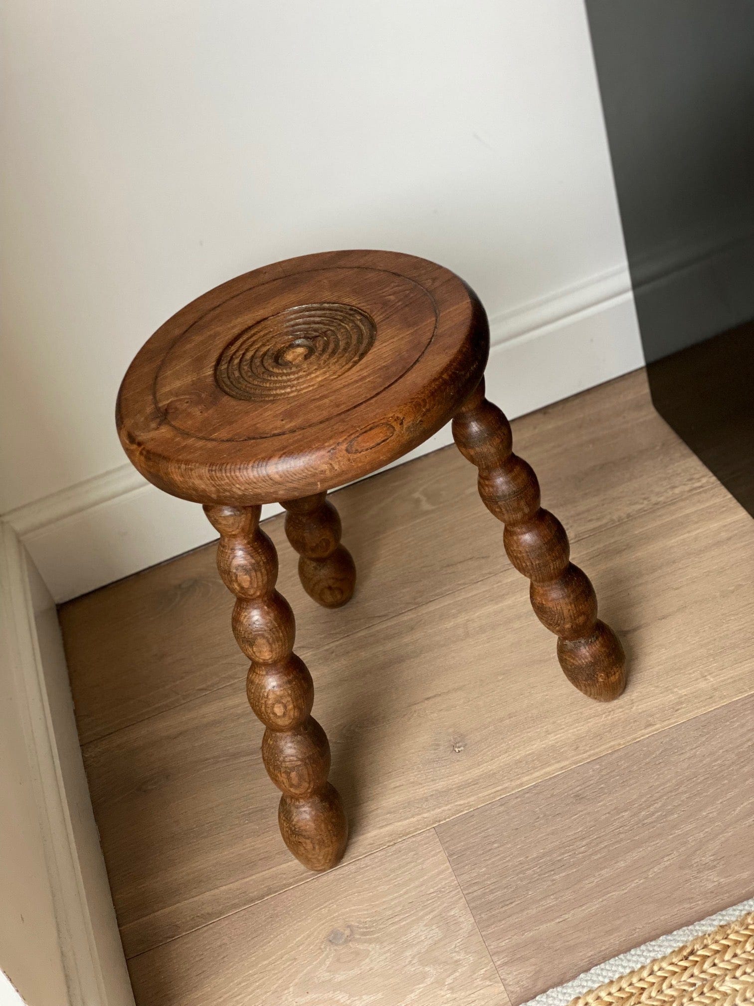 KEPT London Stock Bobbin stool with circular seat