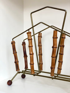 KEPT London Stock Brass and bamboo magazine rack