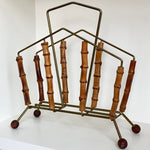 Load image into Gallery viewer, KEPT London Stock Brass and bamboo magazine rack
