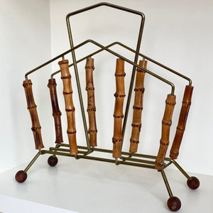 KEPT London Stock Brass and bamboo magazine rack