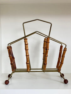 KEPT London Stock Brass and bamboo magazine rack